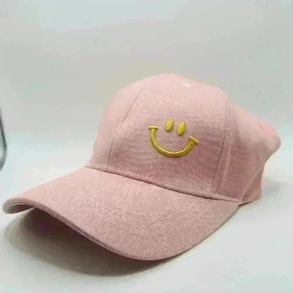 Woman’s Pink Embroidered Smiley Baseball Cap - Picture 2 of 7